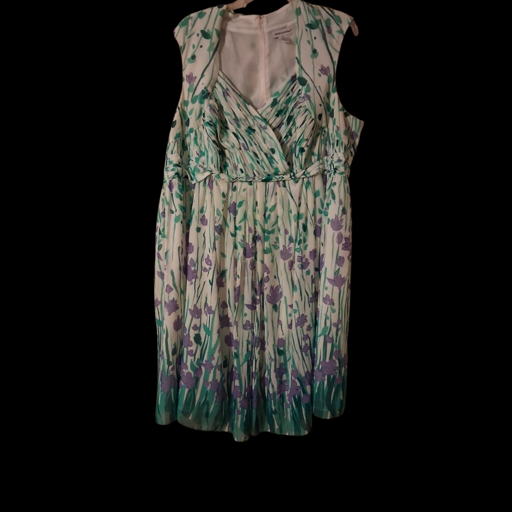 Jessica London Purple and Green Sleeveless Sundress Midi - Picture 4 of 6